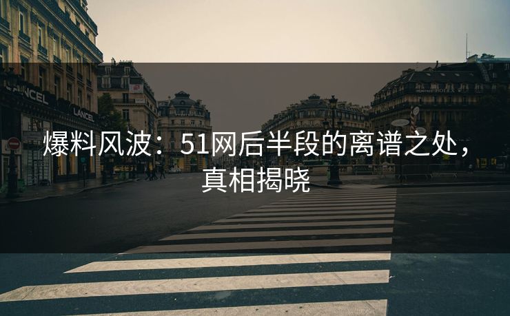 爆料风波：51网后半段的离谱之处，真相揭晓