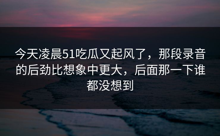 今天凌晨51吃瓜又起风了，那段录音的后劲比想象中更大，后面那一下谁都没想到