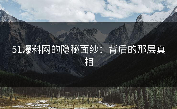 51爆料网的隐秘面纱：背后的那层真相