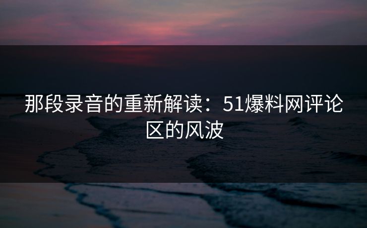 那段录音的重新解读：51爆料网评论区的风波