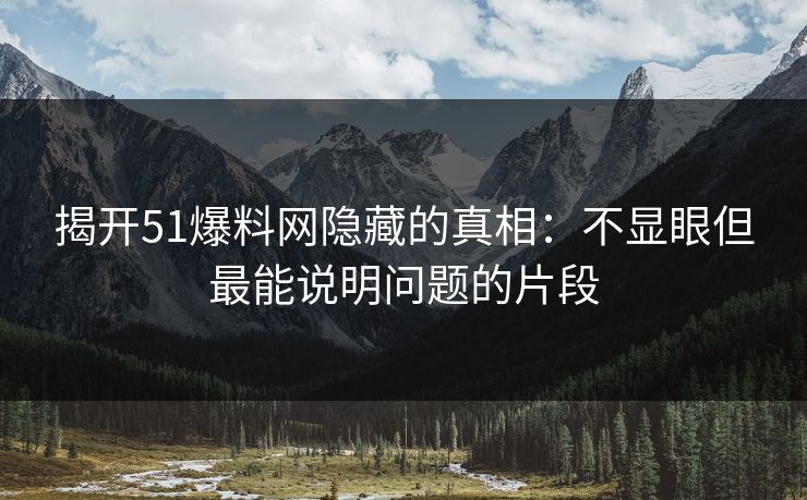 揭开51爆料网隐藏的真相：不显眼但最能说明问题的片段