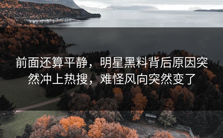 前面还算平静，明星黑料背后原因突然冲上热搜，难怪风向突然变了