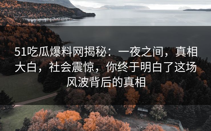 51吃瓜爆料网揭秘：一夜之间，真相大白，社会震惊，你终于明白了这场风波背后的真相