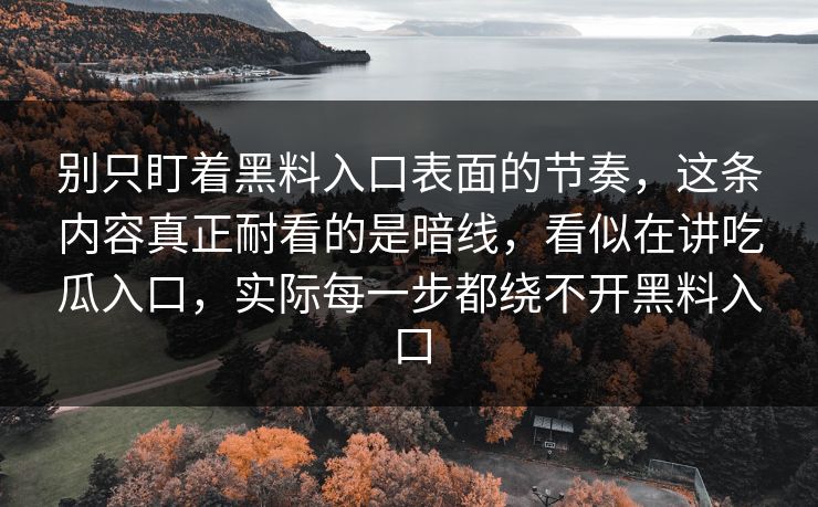 别只盯着黑料入口表面的节奏，这条内容真正耐看的是暗线，看似在讲吃瓜入口，实际每一步都绕不开黑料入口